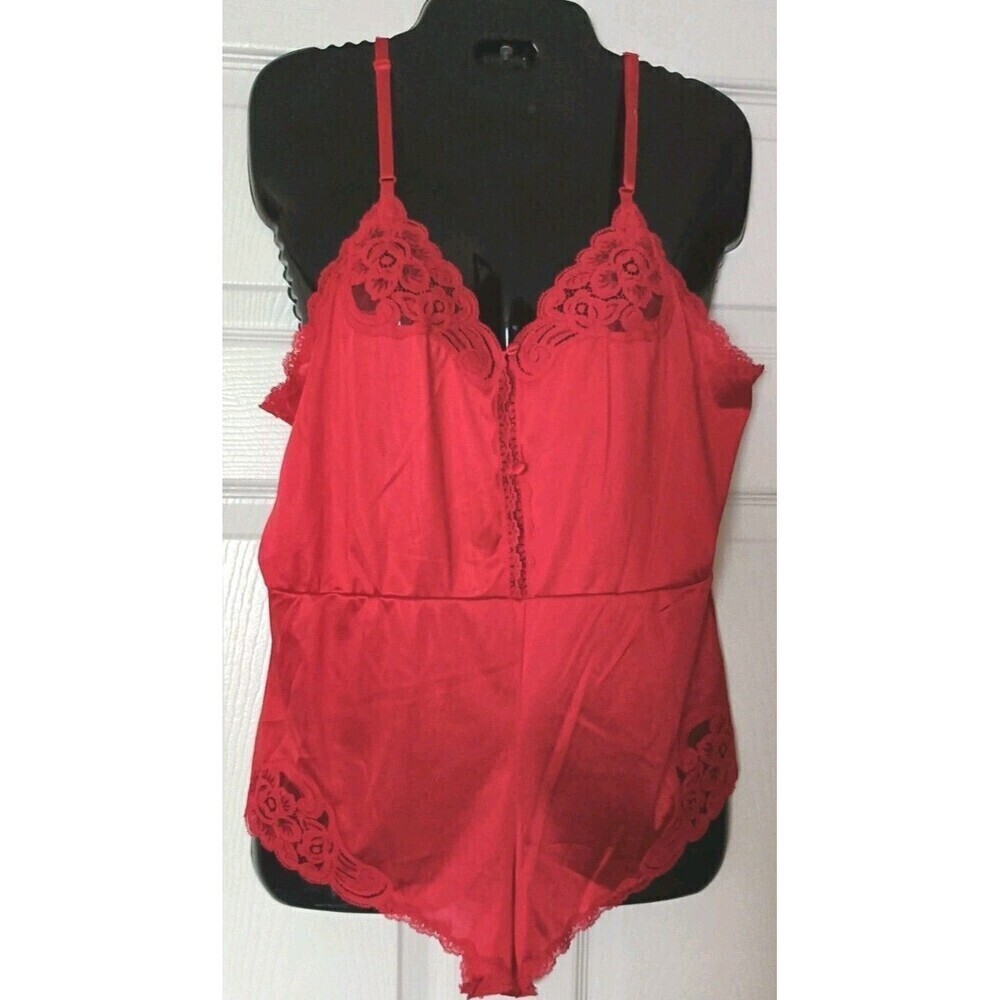 Vintage Vanity Fair Teddy One Piece Lingerie Size Small Red Made In USA Coquette